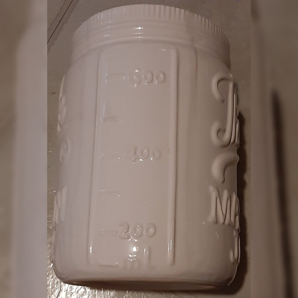 Large Cookie Jar Container - Mason Jar Style White Ceramic - Picture 4 of 11
